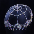 Stonefans Trendy Hat Rhinestone Tassel Headpiece Forehead Chain for Women Crystal Indian Bridal Head Chain Wedding Jewelry