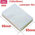 5 Bag/Lot 500 sheets Deli 3inch 70mic thermal laminating film 3"(65x95mm) size photo protective film PET hot laminator film