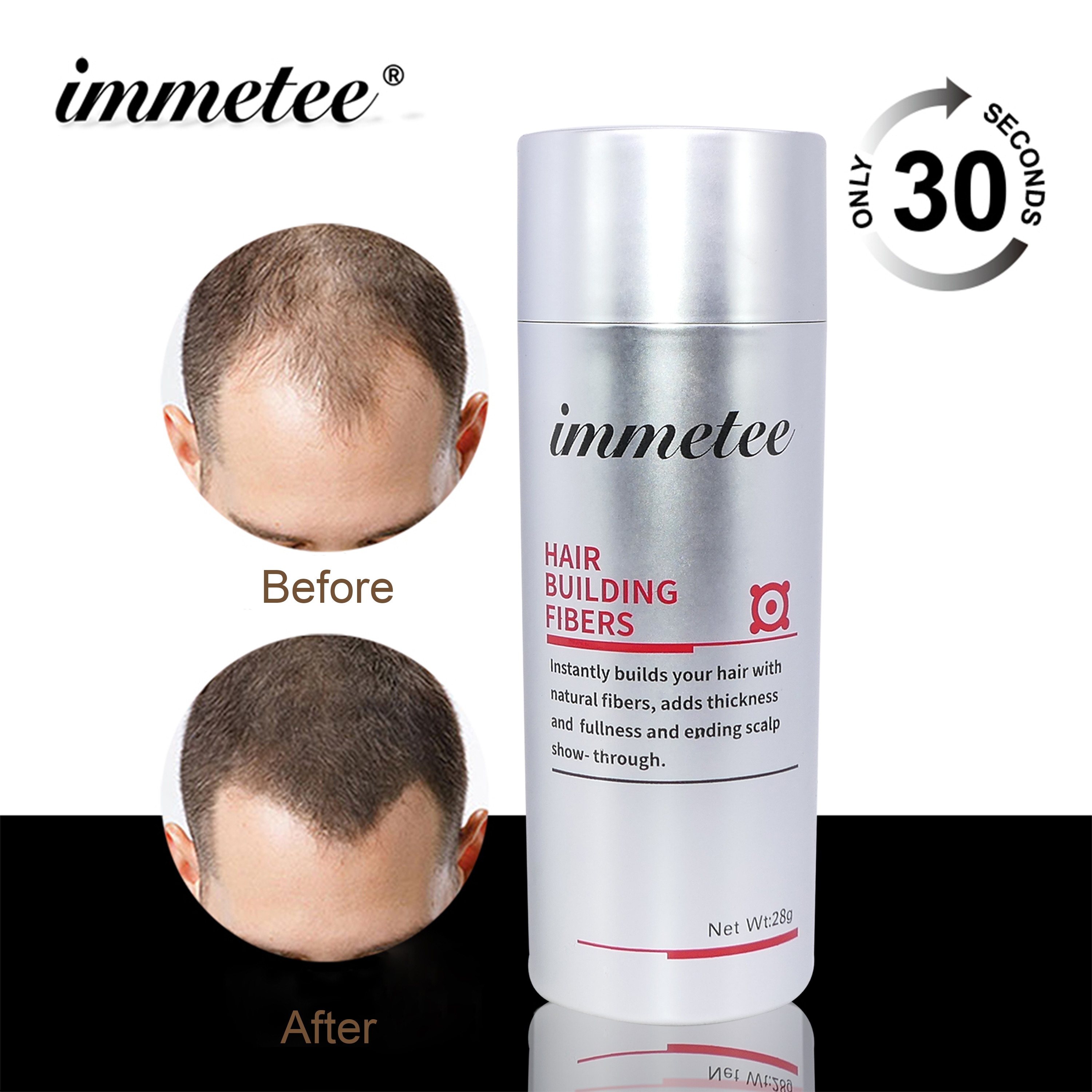 Hair Treatment 28g immetee Conceal Bald Black Powder Thickener Fibers Hair Growth Building Use For Woman Man 12 Color