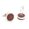 Biscuit Cuff Links For Men Cream Cookies Design Quality Brass Material Coffee Color Cufflinks Wholesale&retail