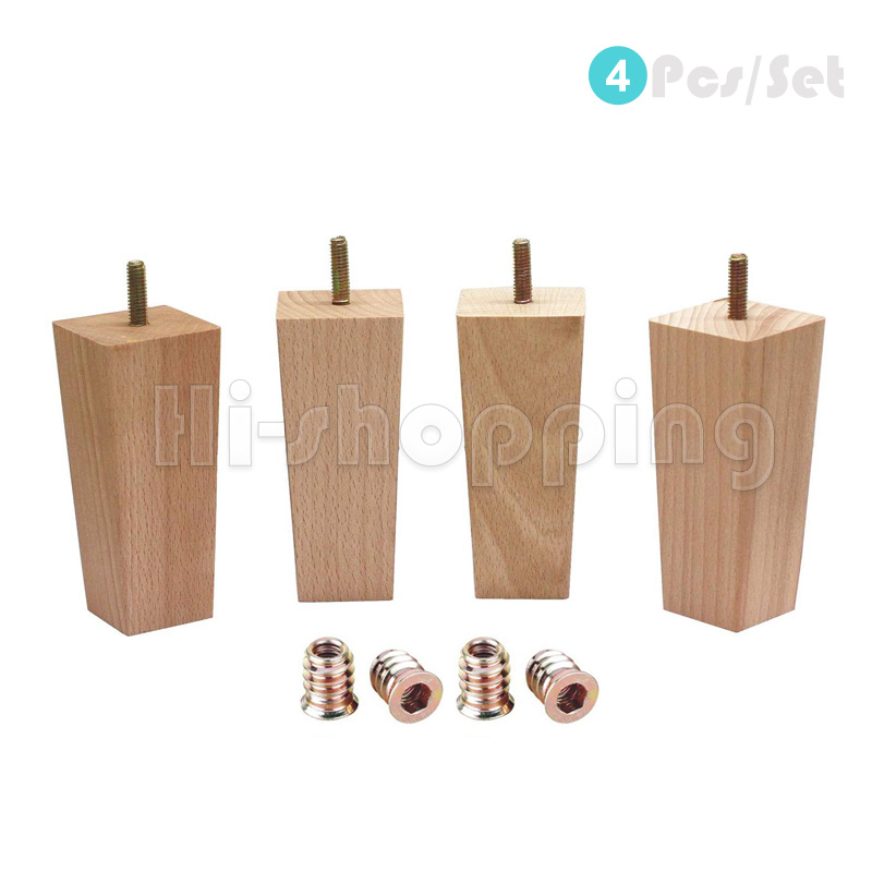 4Pcs Tapered Solid Wood Furniture Legs Height 10/12/14cm for Replacement Sofa Wood Furniture Couch Chair Coffee Table Cabinet