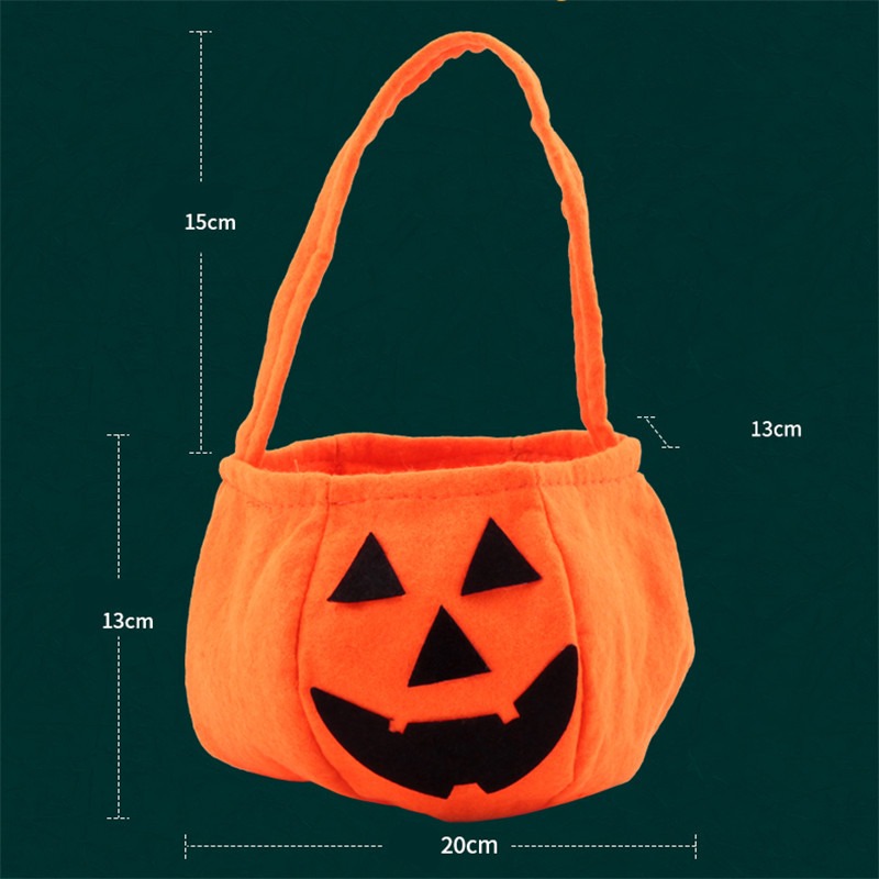 New arrivals Halloween Pumpkin Bag Portable Halloween Prop Basket Non-woven Candy Bag Three-dimensional Pumpkin Bag 21g