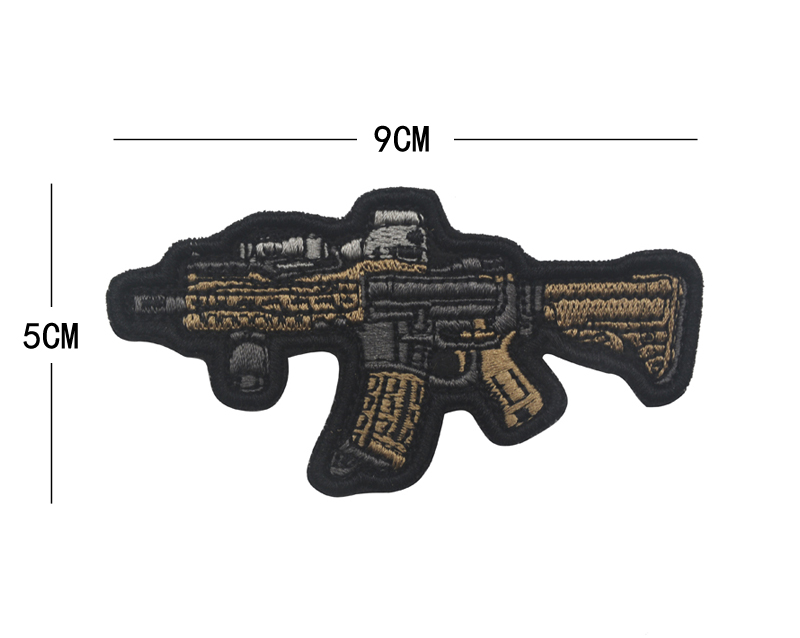 AK-47 GUN Assault PISTOL RIFLE Sniper Airsoft Patch RIFFLE CLUB SOW ARMY BLACK BADGE Machine Gun Embroidered Gun Shape Patches