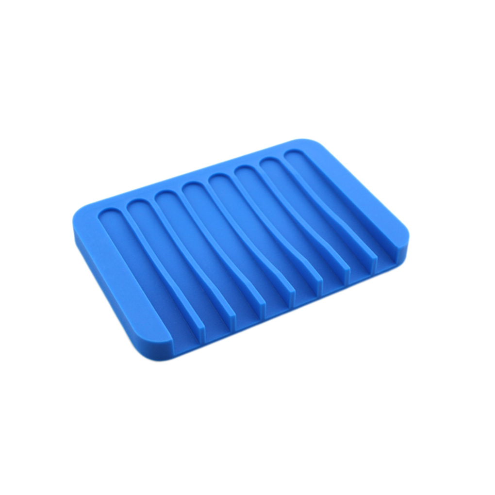 Hot Bathroom Silicone Flexible Soap Dishes Storage Holder Non-slip Soapbox Tray Drain Kitchen Sponge Plate