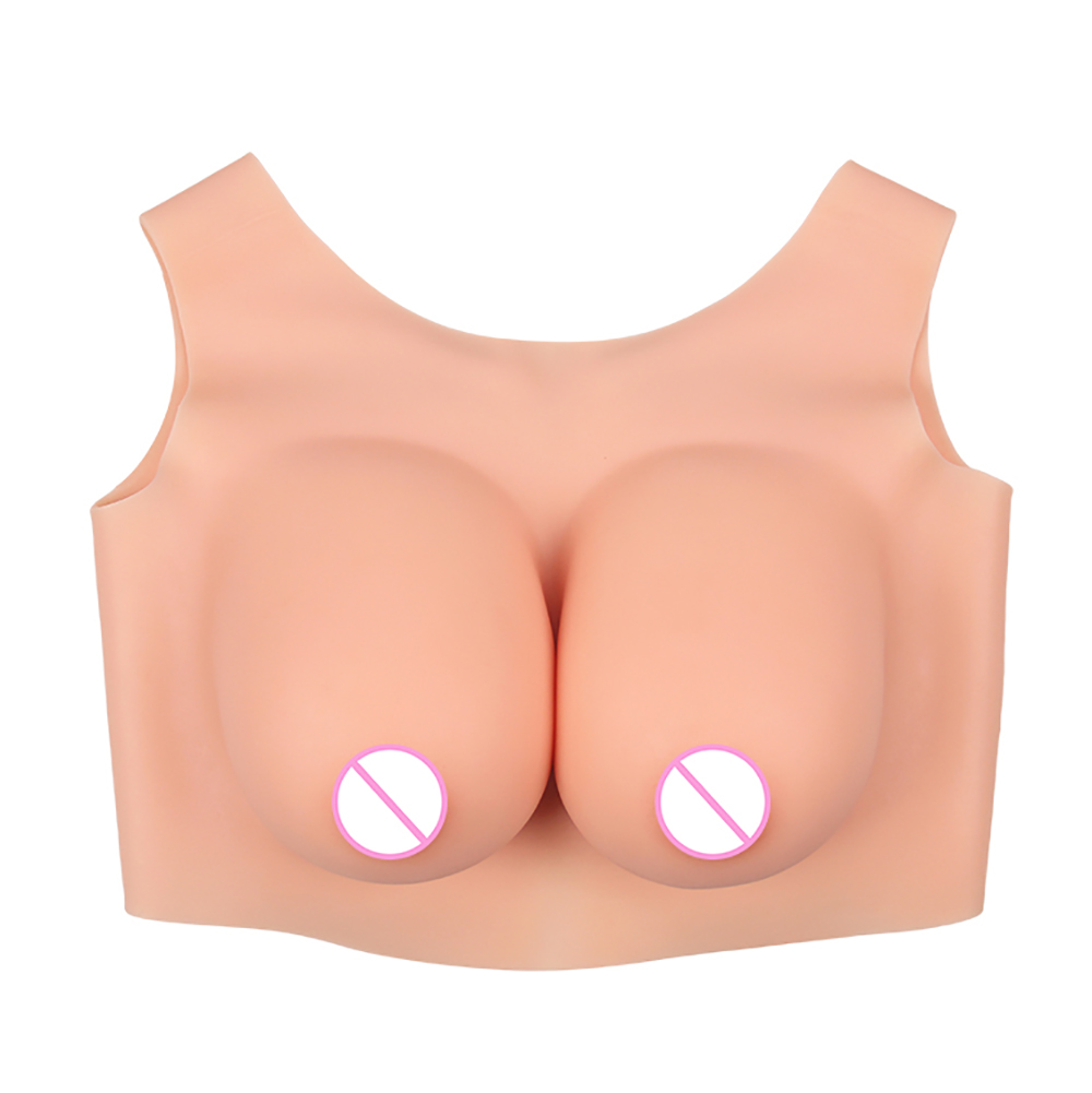 KUMIHO Round Collar Silicone Breast Cool Style Fake Boobs Filled with Silk Cotton for Drag Queen shemale Crossdresser 1G