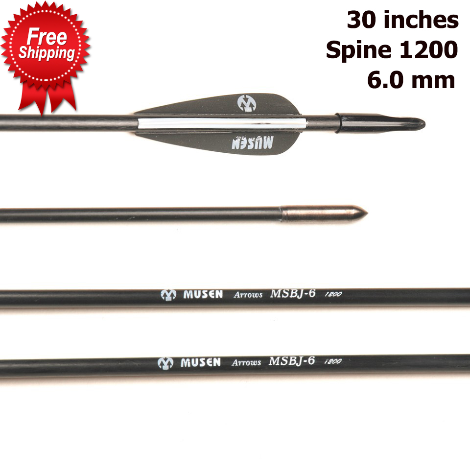 30 inches Spine1200 Fiberglass 6.0 mm Arrow Black and White Fiberglass Arrow for Recurve Bow Archery New Training Archers K