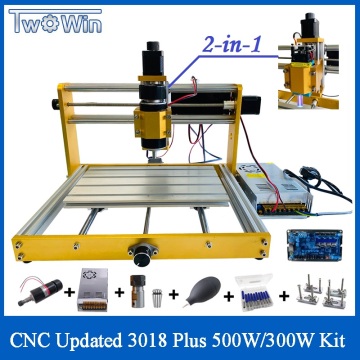 Upgragded CNC 3018 Plus 500W/300W Kit 15W Fixed Focus Laser Engraver GRBL DIY 3Axis PBC Milling Machine Wood Router For Metal