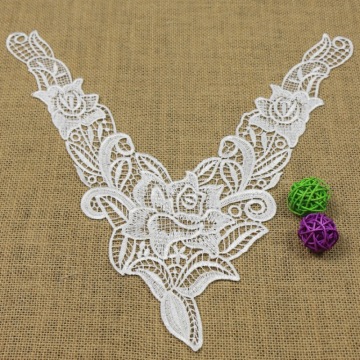 1 Embroidered White Color Cotton Lace Neckline Collar Applique Motif Patches Scrapbooking Embossed Sewing Accessories MWC530002