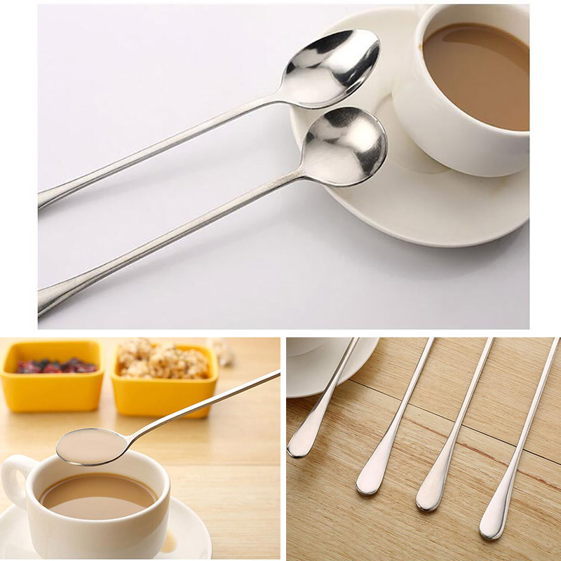 Long Handle Coffee Spoon Stainless Steel Ice Cream Dessert Tea Spoon For Home Outdoor Picnic Flatware Kitchen Accessories