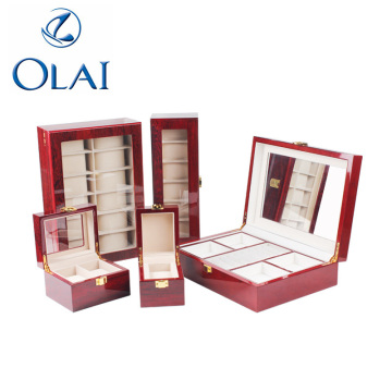 1-12 Files Wrist Watch Boxes Cases Displays Box Open Window Red Lacquered Wood Gift Watch Case Luxury Jewelry Watch Storage Box