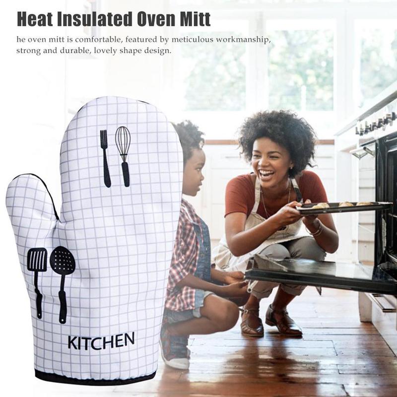 Microwave Baking BBQ Glove Cotton Cute Oven Mitts Heat Resistant Tools Cooking Kitchen Mitten Non-slip Potholders Linen C3S8