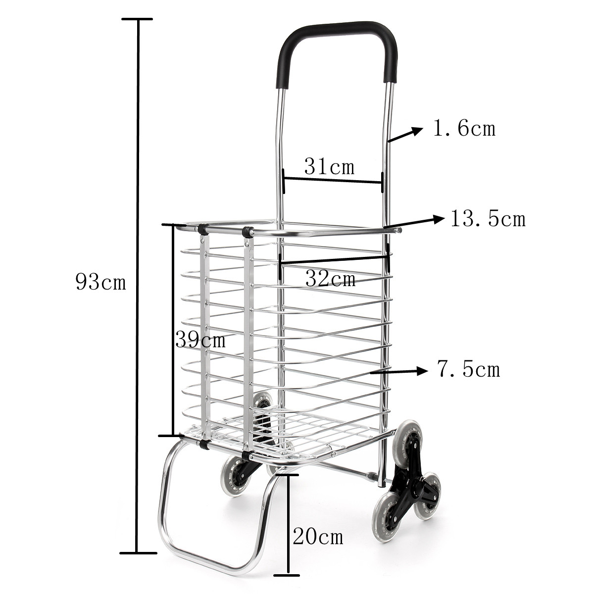 6 Wheels Shopping Carts Trolley Aluminium Foldable Luggage 6 Wheels Folding Basket Trailer