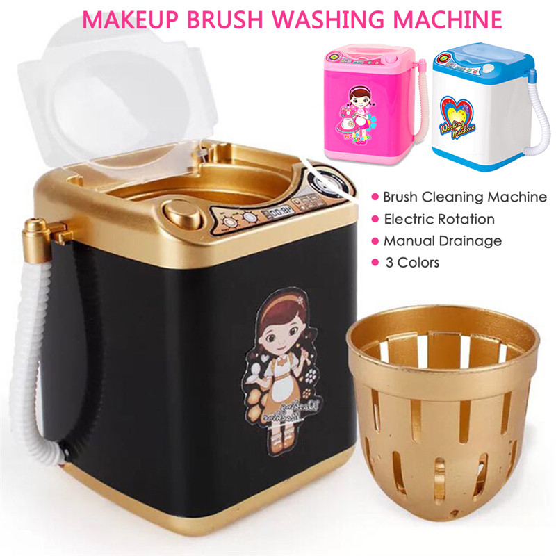 Educational Toy Mini Electric Washing Machine Makeup Brush Pretend Toys Useful for Wash Makeup Brushes Cleaner Tool