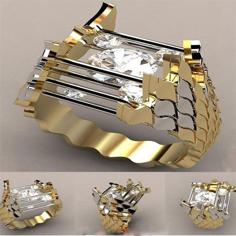 Milangirl Modern Personality rings men Hip Hop Geometric Mechanical Gear Ring For Men Punk Finger Ring irregular scales rings