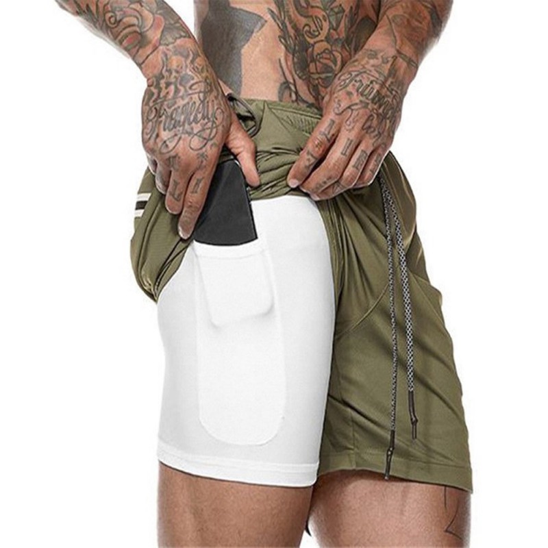 Men's Running Shorts Gym Men's Shorts 2 In 1 Sports Jogging Fitness Shorts Training Quick Dry Sport Gym Short Pants Summer