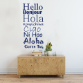 French Hello Bonjour Hola Door Wall Sticker Chinese Family Friends Welcome Words Lettering Wall Decal Living Room Bedroom Vinyl