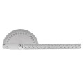 Silver 14.5cm 180 Degree Adjustable Protractor multifunction stainless steel roundhead angle ruler mathematics measuring tool