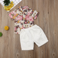 Pudcoco Summer Toddler Baby Boy Clothes Flower Print Gentleman Shirt Tops White Short Pants 2Pcs Outfits Casual Clothes