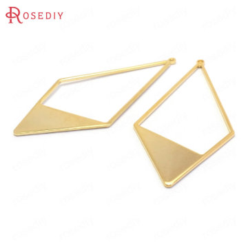 (37067)6PCS 55x27MM 24K Gold Color Brass Long Prismatic Shape Charms Pendants Jewelry Making Supplies Diy Findings Accessories