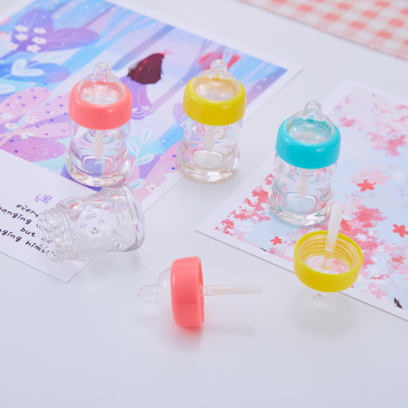 5pcs/lot 7ml Milk Baby Bottle Plastic Lipgloss Empty Tube Cosmetic Novelty Nipple Lip Gloss Packaging Container Sample Bottle