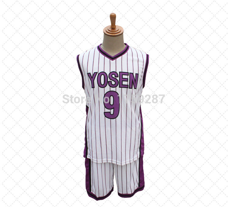1SET KUROKO'S BASKET BALL Kuroko no Basuke Cosplay Costume Yosen School #9 Murasakibara Atsushi Jersey Sportswear Uniform