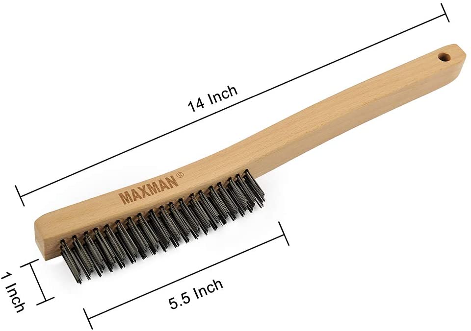 MAXMAN Wire Brush Stainless Steel Polishing Cleaning Wire Brush High Grade Beech Brsuh for Rust Removal Industrial Devices