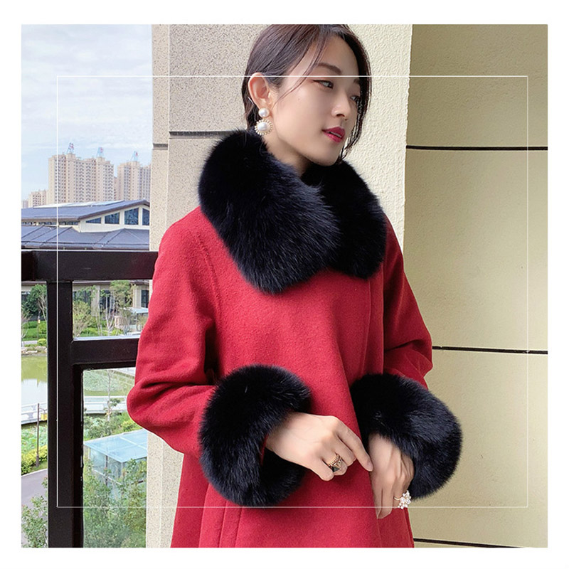 MS.MinShu Women Real Fox Fur Collar 100% Natural Fox Fur Scarf Neck Warmer Fox Fur Cuffs Short style Drop Ship