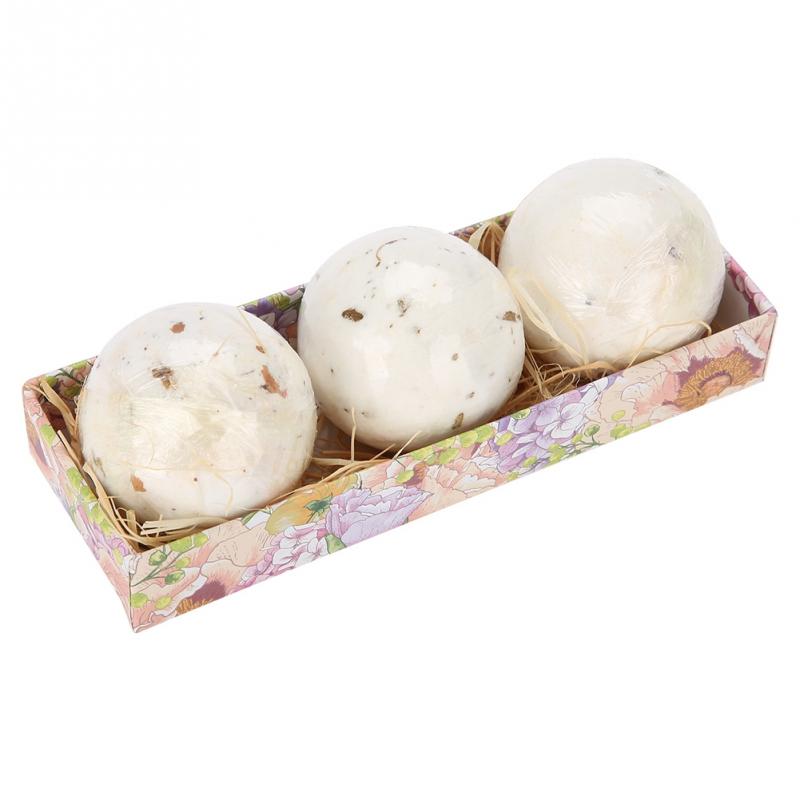 3Pcs Essential Oil Bath Salt Bomb Ball Dried Flower Moisturizing Aromatherapy Bath Ball Set