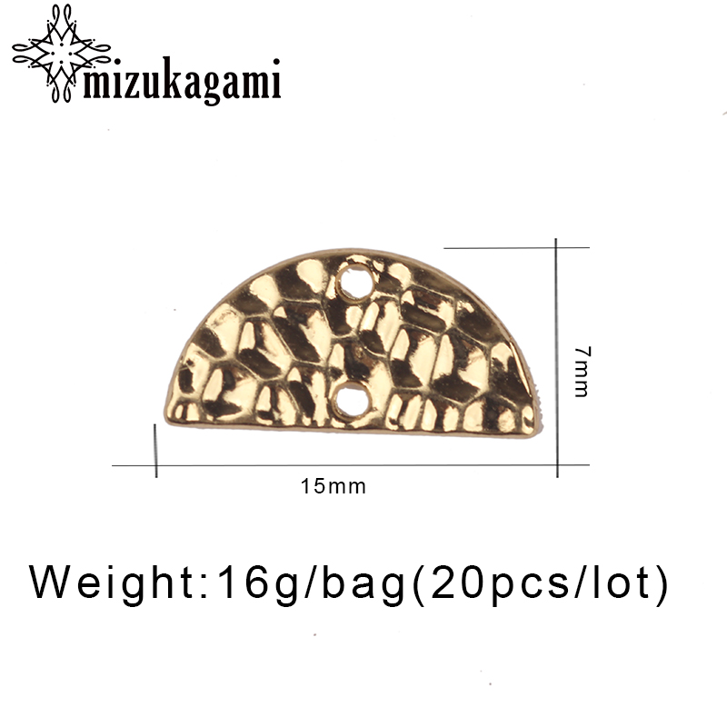 15*7MM 20pcs/lot Retro Half Round Gold Zinc Alloy Connectors Charms For DIY Necklace Earrings Connectors Accessories