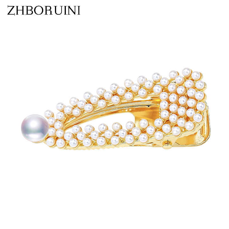 ZHBORUINI 2019 Pearl Beads Hair Clip for Woman Freshwater Pearl Jewelry Barrette Handmade Hair Pin Accessories Gift Wholesale