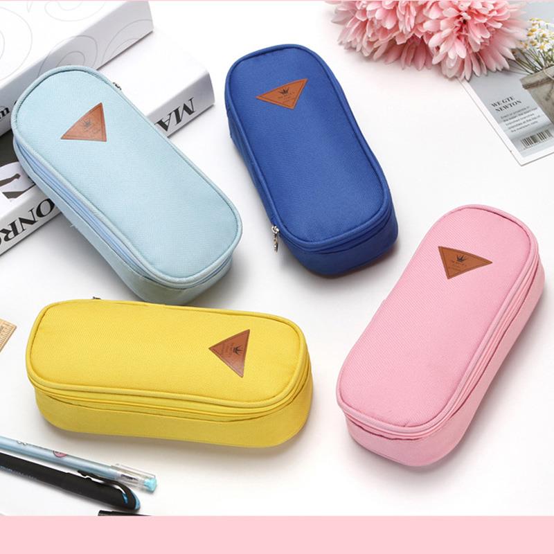 Pink Yellow Desktop Unisex Pencil Case Cute Storage Gifts Furl Storage Pouch Office Pencil Bag Simple Colorful Stationery