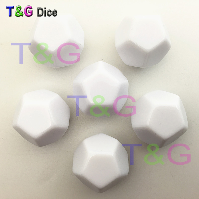 5pcs 25mm 12-sided D12 white blank dice can be written by pen for board game accessories High Quality