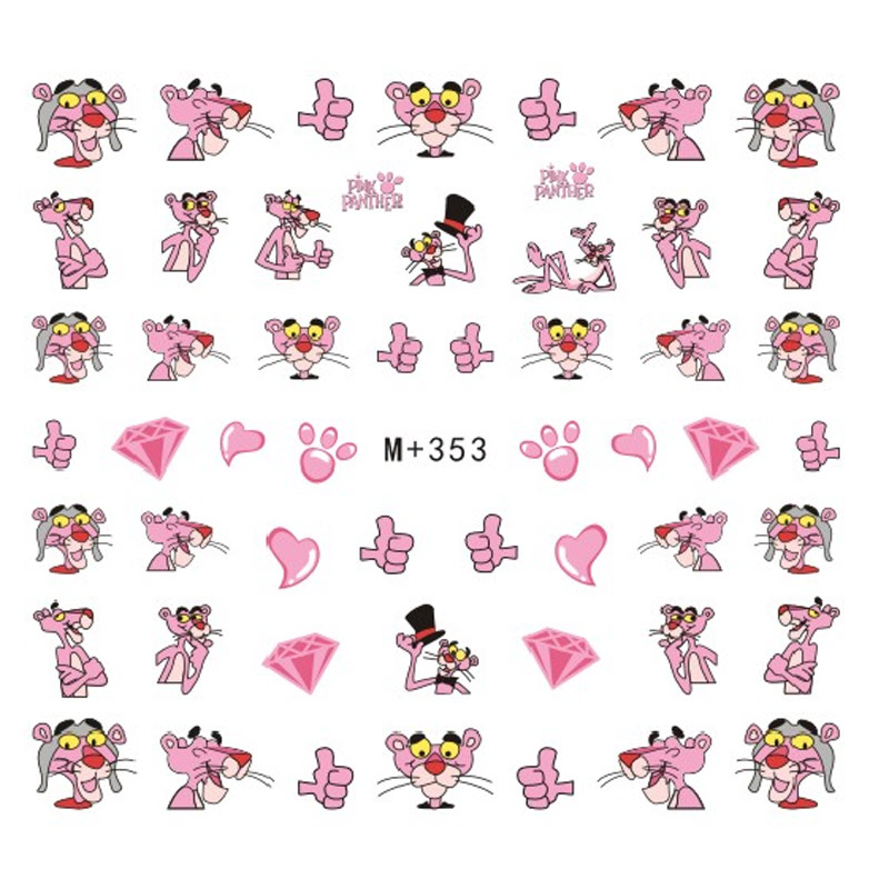Nails Art Sticker Decals Pink Panther Cartoon Harajuku Fantacy Nail Wraps Sticker Decorations
