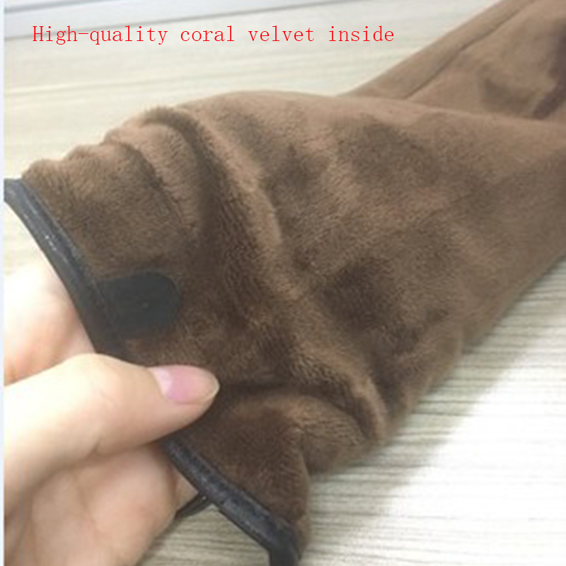 Female Fashion Winter Genuine Leather Plus Coral Velvet Warm Gloves Women Driving Touch Phone Screen Sheepskin Glove Mittens L58