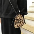 Fashion Plush Retro Leopard Bag Women's Winter 2020 Shoulder Messenger Bag Drawstring Mini Handbag Cute Crossbody Designer Bags