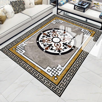 Custom 3D Floor Mural PVC Waterproof European Style Marble Grey Carpet Pattern Living Room Bedroom Floor Decoration Wallpaper