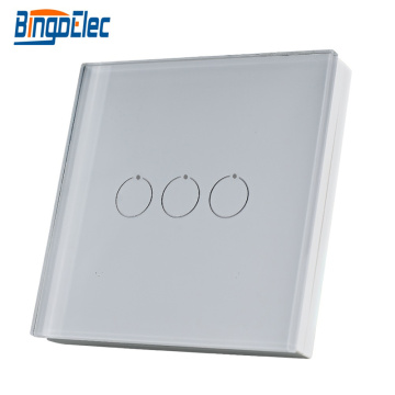 Bingoelec 3 Gang Remote Transmitter Wall Switch Wireless Glass Panel Controller RF 433.92 MHZ Touch Light Switch