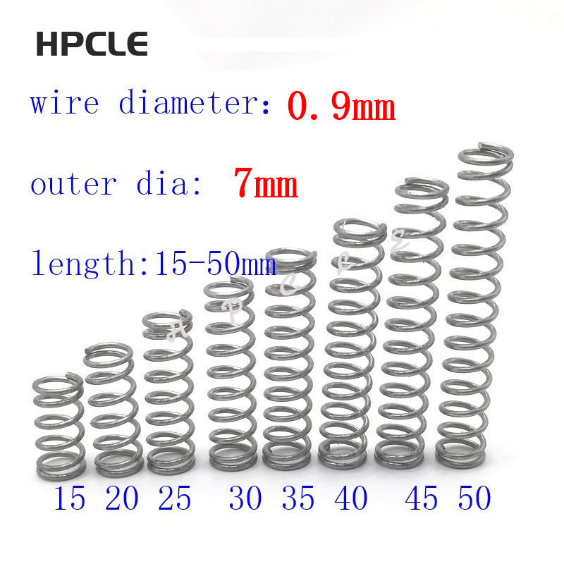 20pcs wire diameter = 0.9mm OD =7mm Stainless Steel Micro return Small Compression anti corrosion extension springs L=15-50