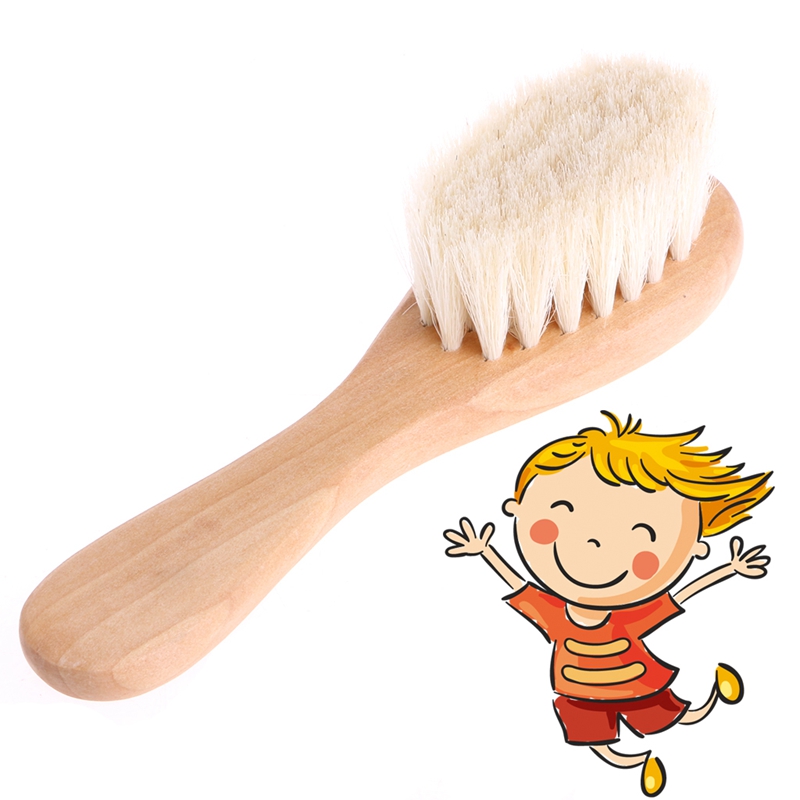 Wooden Handle goat hair Brush Baby Hairbrush Newborn Hair Brush Infant Comb Head Massager For Baby
