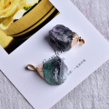1PC natural colorful fluorite pendant crystal mineral jewelry chakra healing necklace fashion simple DIY fashion gift pendant