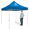 Trade Show Tent With Flags And Table Cloth