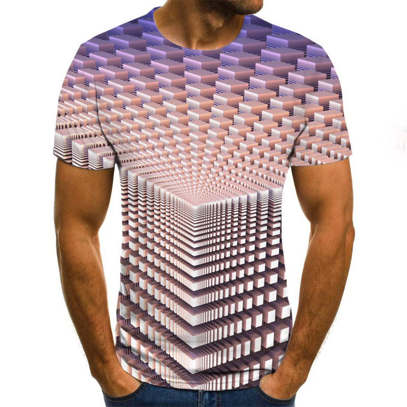 2020 new summer casual men's T-shirt 3D lattice Harajuku tops three-dimensional spiral T-shirt O-neck shirt plus size streetwear
