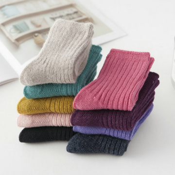 2020 Autumn Winter Soft Wool Warm Socks For Kids Pure Girls Boys Long Socks Candy Color Child Socks
