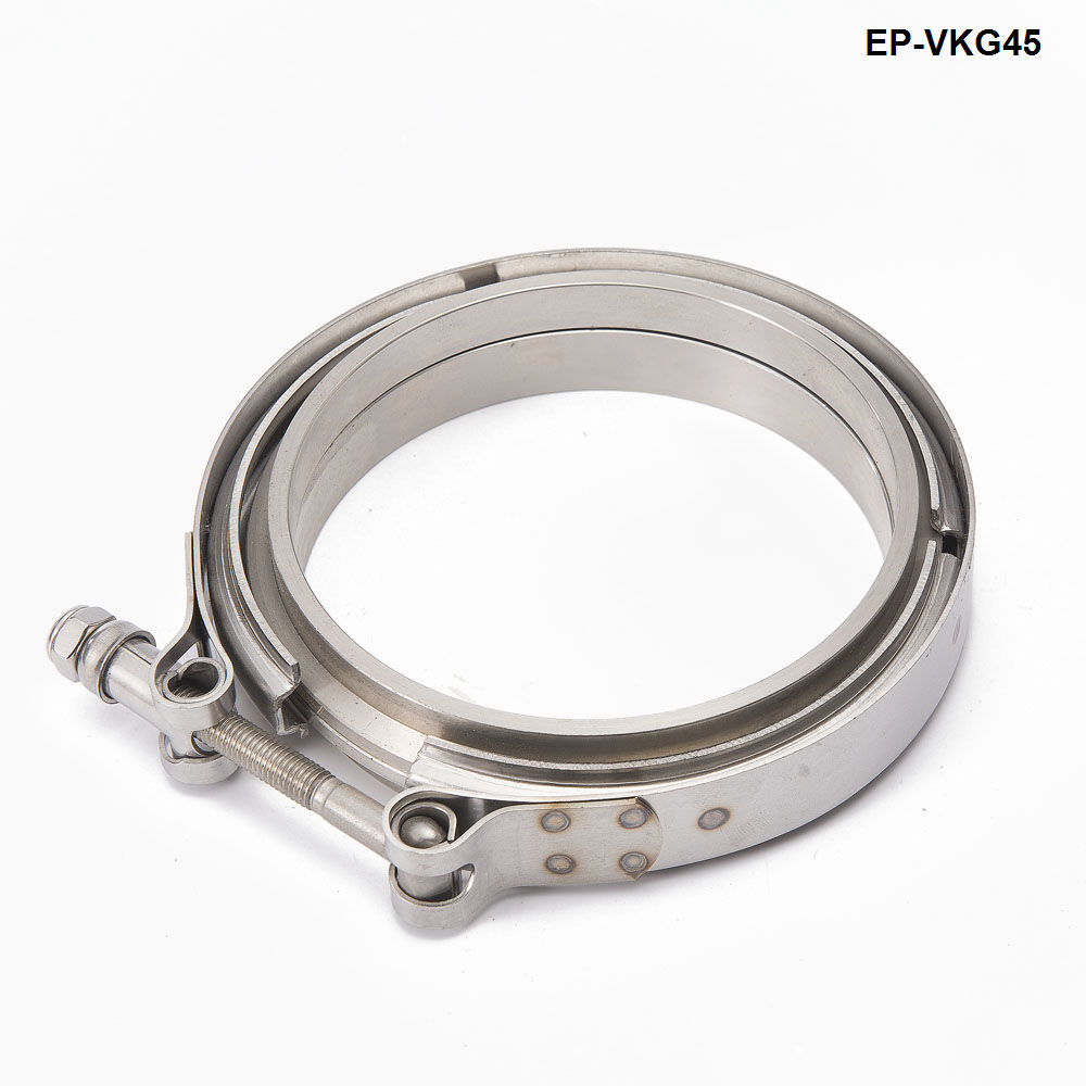 Racing Car T304 Stainless Steel V Band Clamp Flange Assembly For Exhaust Turbo Wastegate 4.5" OD Pipe EP-VKG45