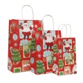 10pcs/lot 27x21x11cm Cartoon Paper Bag With Handles Decoration Merry Christmas Gift Bags Snacks Candy Packaging Bag