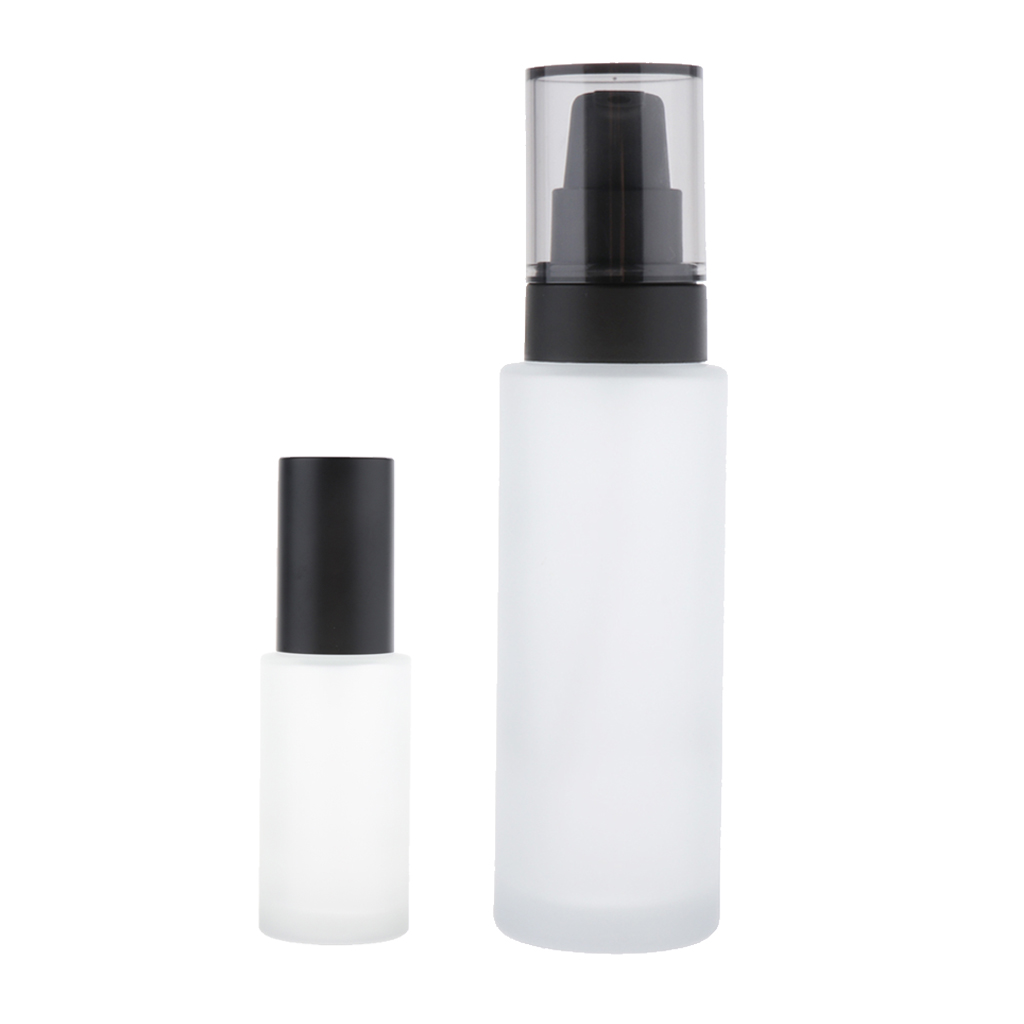 2 Packs Empty Glass Pump Bottle for Face Cream Lotion Dispensing Container