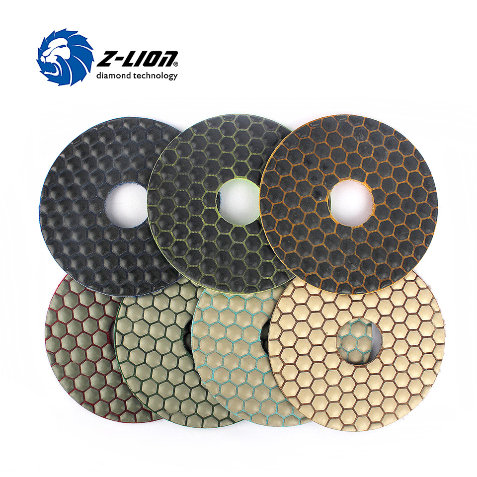 Z-LION 5" Dry Flexible Polishing Pads 7PCS/set 125mm 5 Inch Resin Diamond Grinding Disk Marble Granite Polishing Tool Abrasive