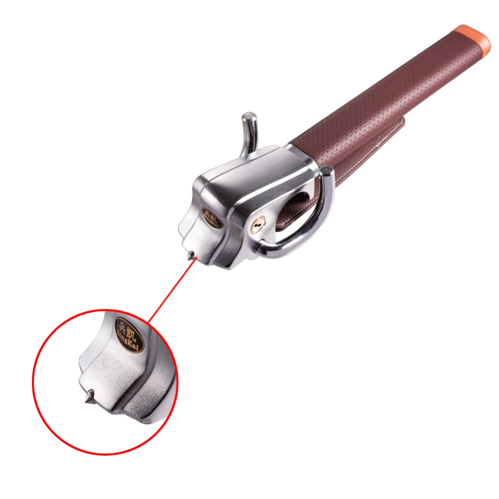 Foldable Car Steering Wheel Lock Anti-theft Three-direction Airbag Locks With Safety Hammer Brown