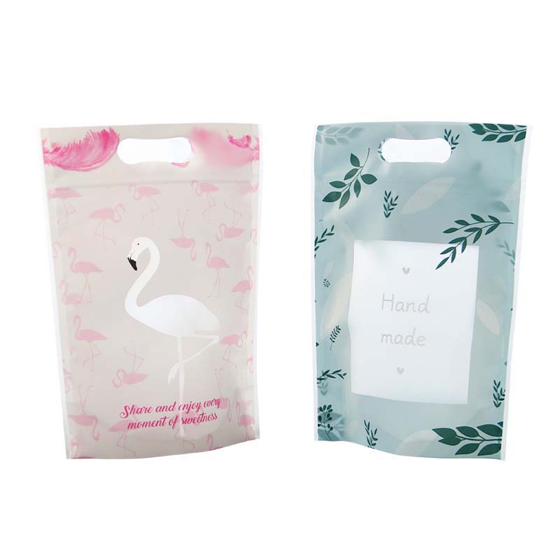 10PCS New Flamingo Candy Cookie Self-Styled Packaging Bag Handmade Biscuits Oatmeal Plastic Zipper Bag Wedding Party Gift Bags