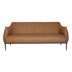 Archibald Brown Leather Three-Seater Sofa